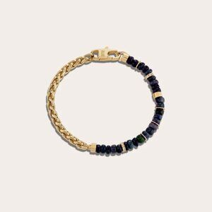 NEW Awe Inspired Black Opal Meditation Bracelet in 14K Yellow Gold Vermeil